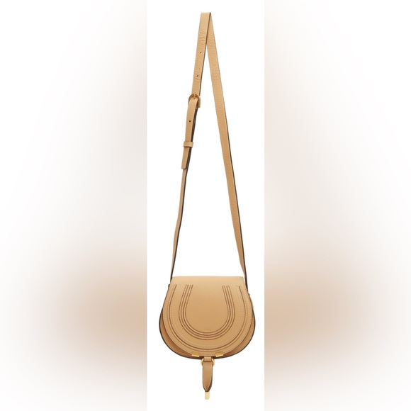 ❌SOLD❌ NEW CHLOE MARCIE TAN LEATHER SMALL SADDLE CROSSBODY BAG PURSE NWT - Picture 6 of 16